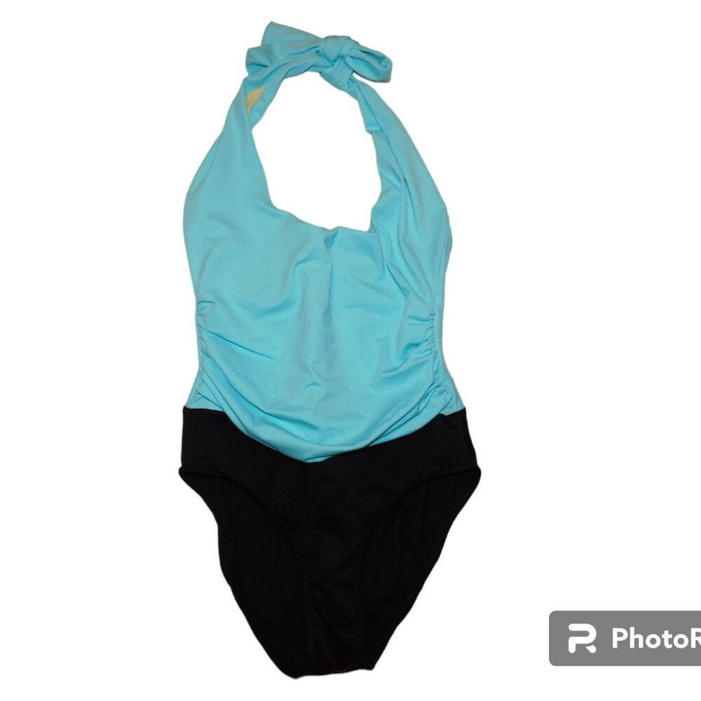 Miraclesuit One Piece Swimsuit Size 14 Aqua & Black